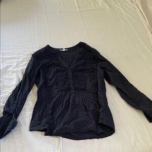 Chic Navy Blouse with Button Detail